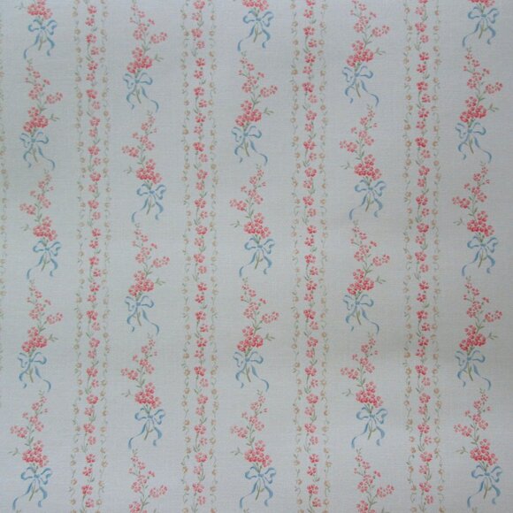 Vintage 1980s Floral Stripe Motif Wallpaper - Picture 1 of 8